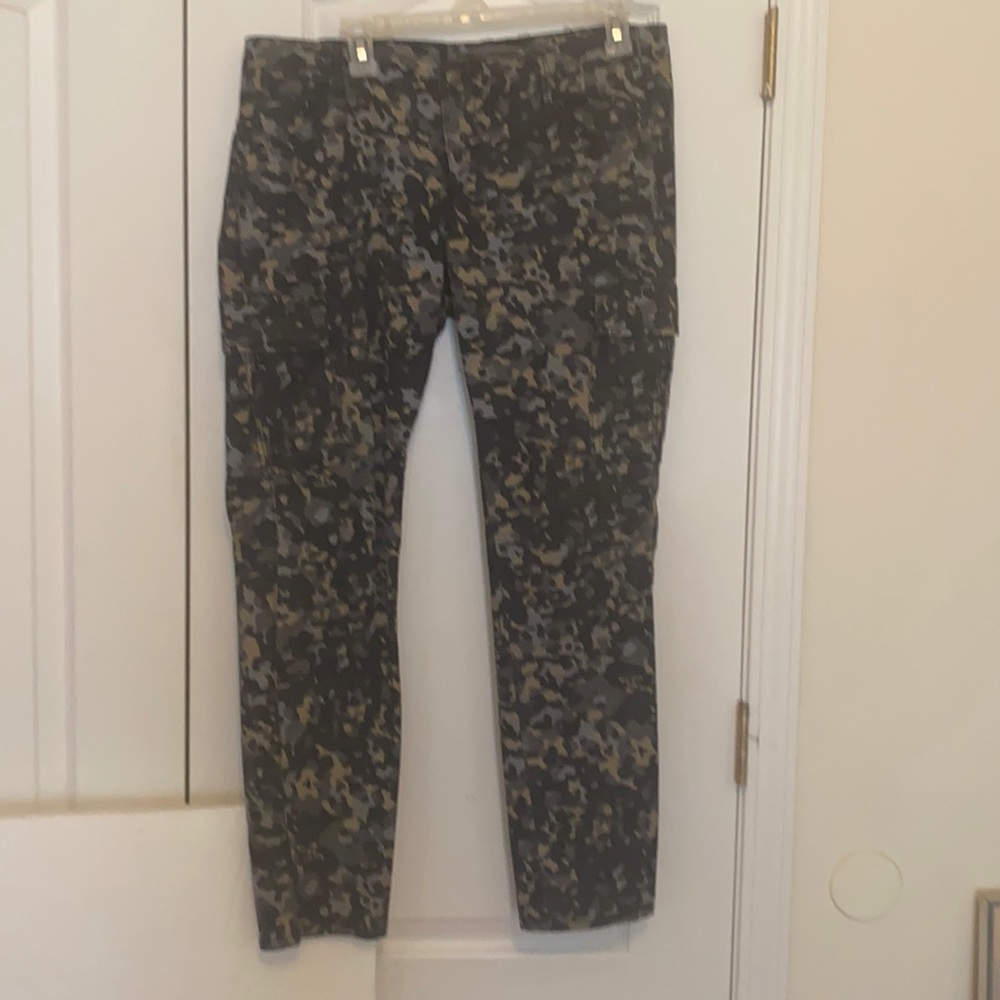 Camo print cotton low rise straight leg jeans
